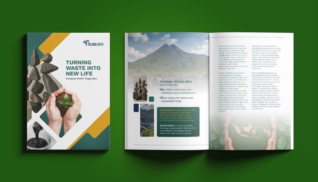 desain company profile profesional telaga batu