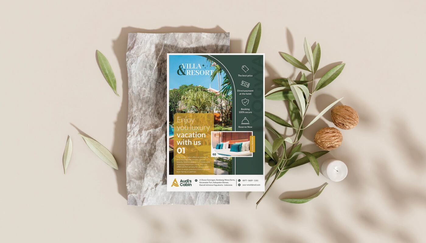 desain flyer penginapan audi cabin