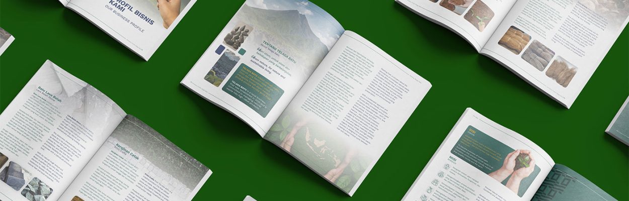 contoh desain konten company profile telaga batu