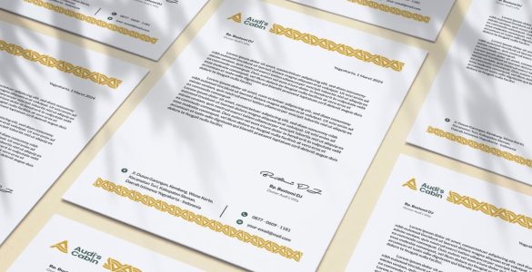 desain mockup letterhead A4 audi cabin